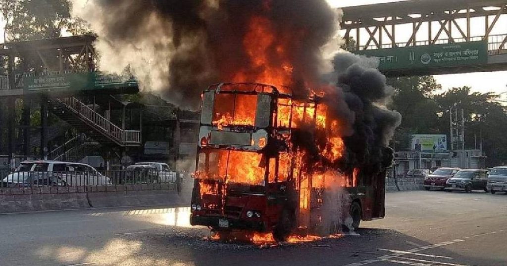 bus fire arson bangladesh